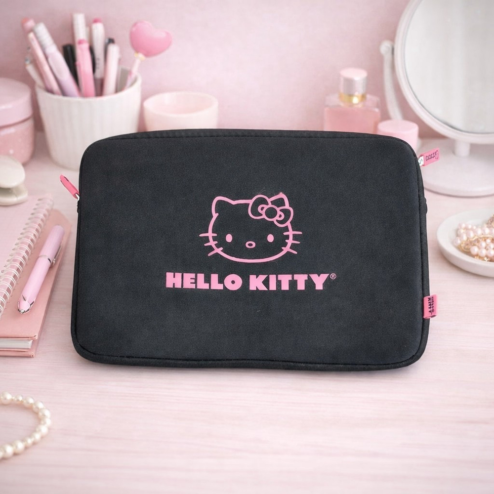 Loungefly Hello Kitty Laptop Sleeve Case Black Pink Sanrio Neoprene 11–13"
